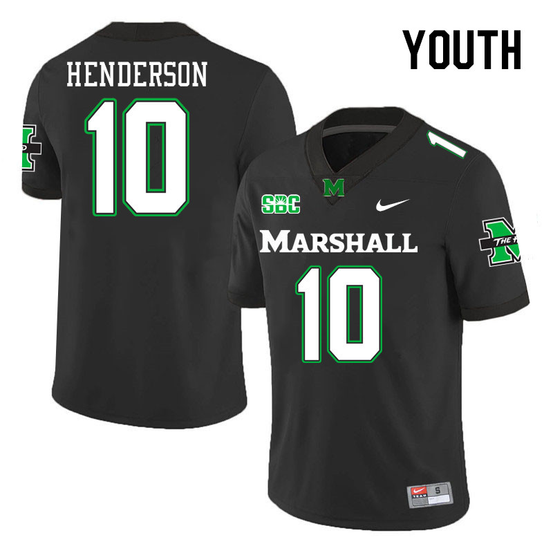 Youth #10 Jacobie Henderson Marshall Thundering Herd SBC Conference College Football Jerseys Stitche